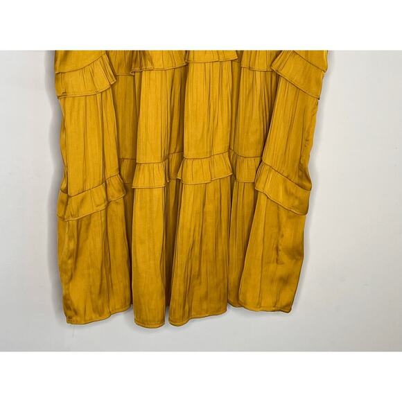 By Anthropologie Tiered Ruffle Trim Sleeveless Blouse Yellow Women's Size XL - Picture 5 of 9